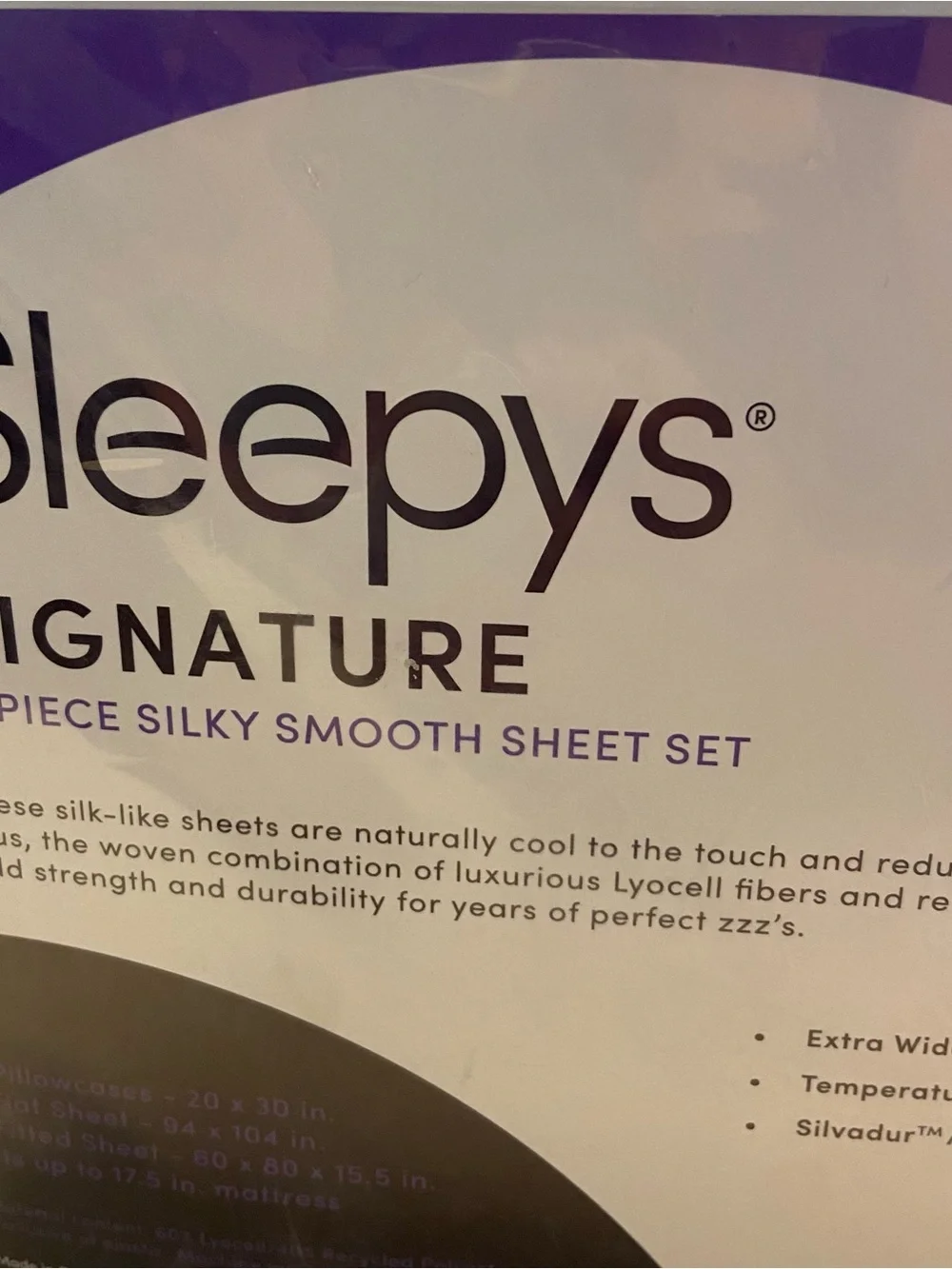 Sleepy’s Signature QUEEN Silky Smooth Sheet Set 4 Pc from Botanical White